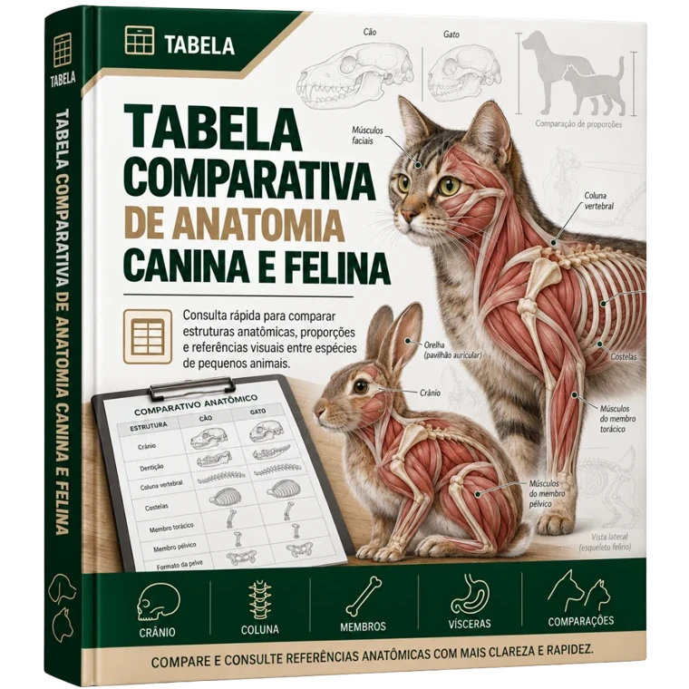 Mockup do bónus Tabela Comparativa de Anatomia Canina e Felina